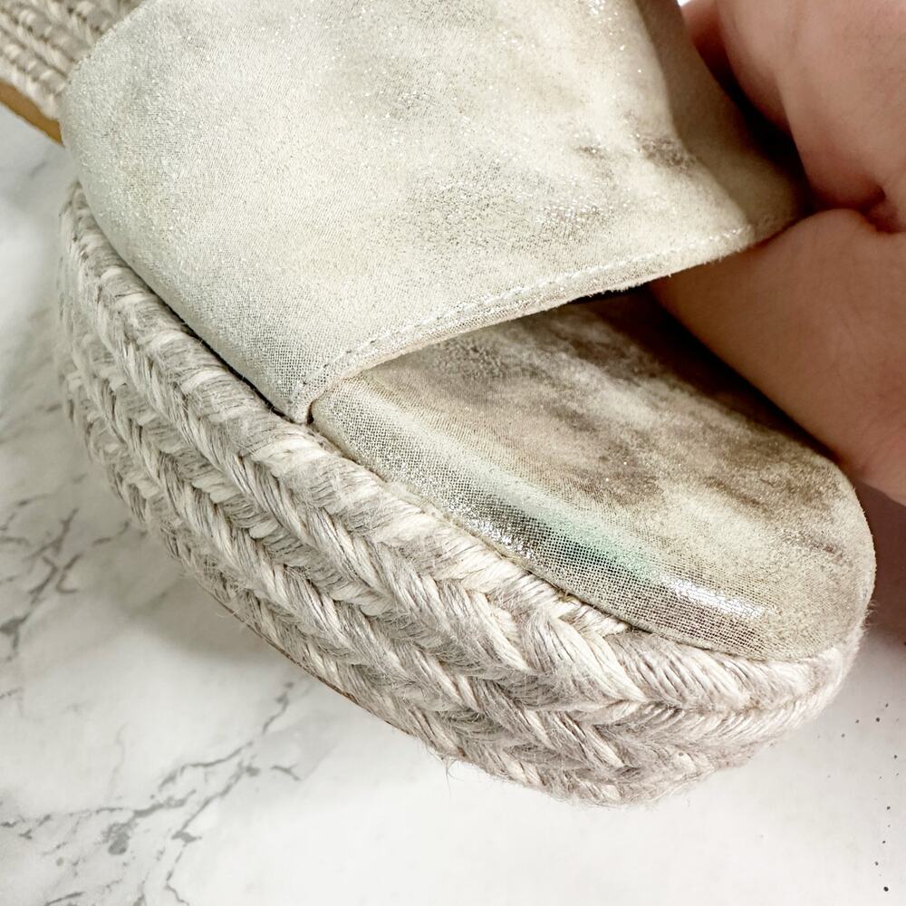 Stuart Weitzman Mostly Platform Metallic Suede Es… - image 4